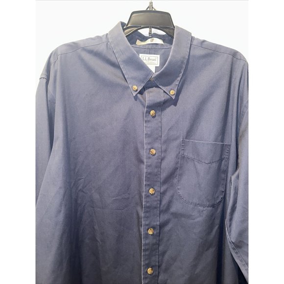 LL Bean Shirt Mens XL Tall XLT Blue Button Up Wrinkle Free Casual Adult - Picture 2 of 10